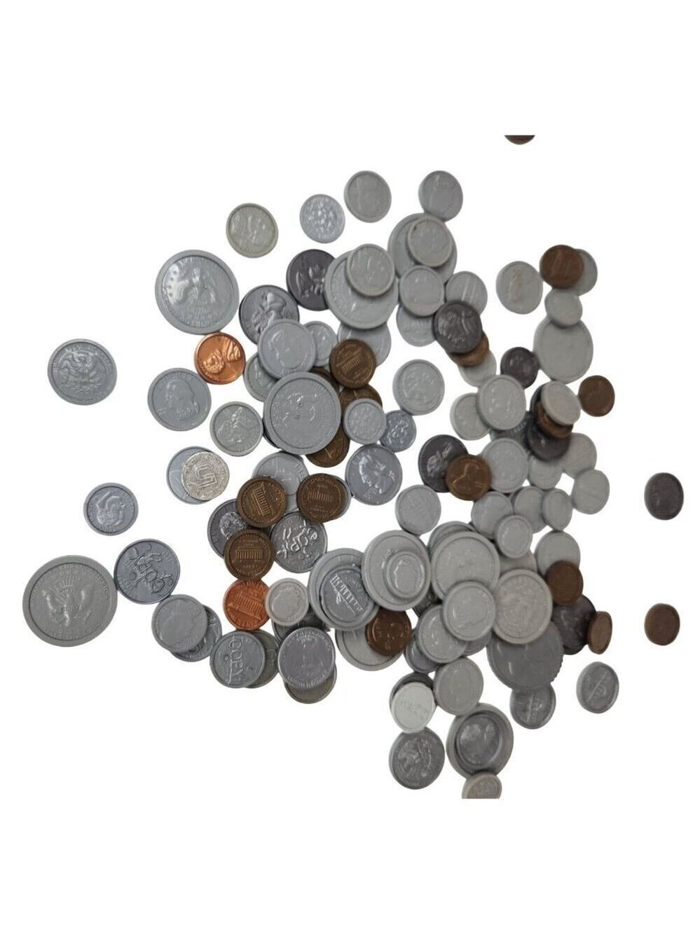 Assorted Play Money Coins Lot - Plastic & Metal Look Alike - Picture 2 of 16